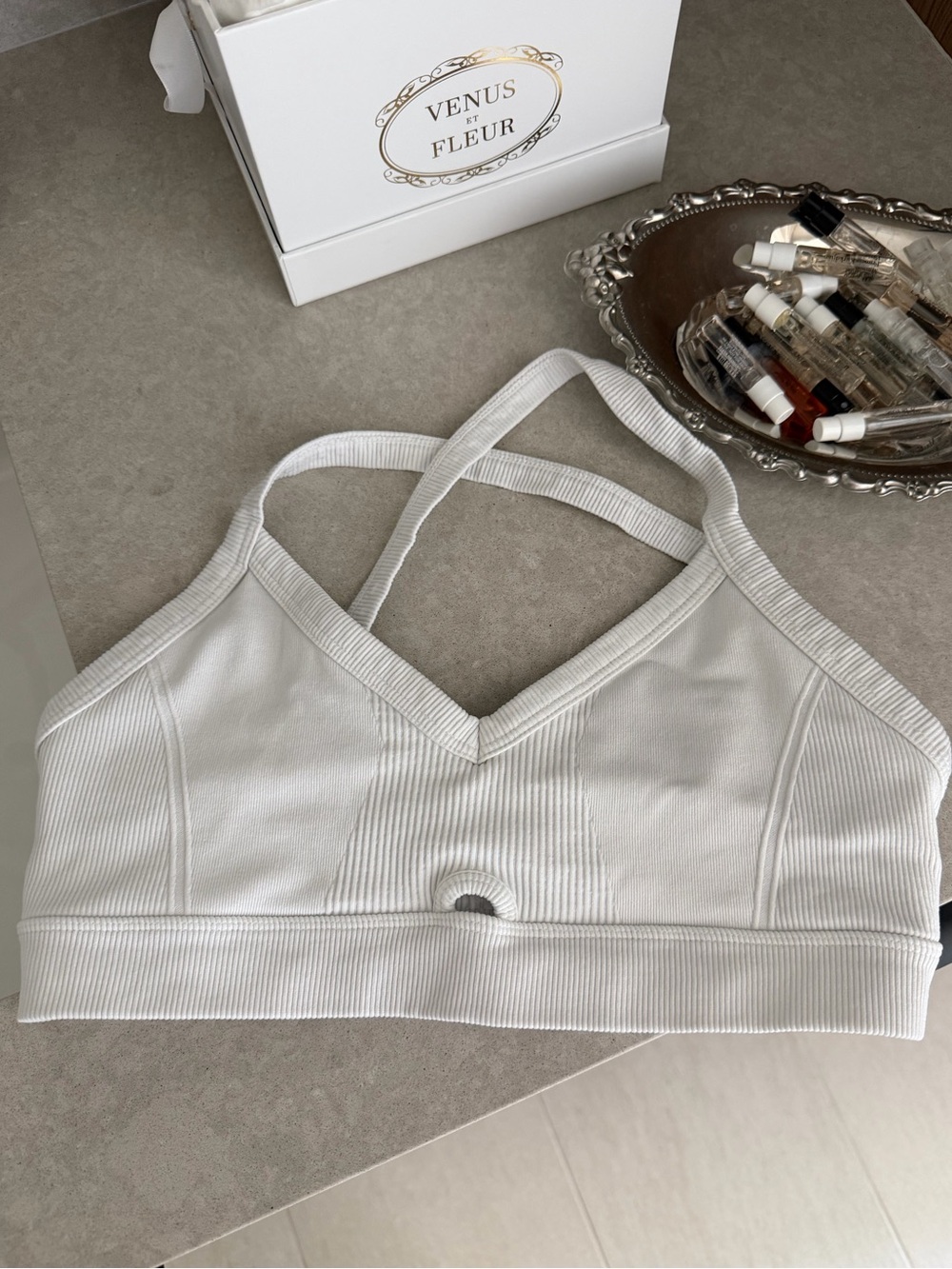 Alala White Ribbed Bralette